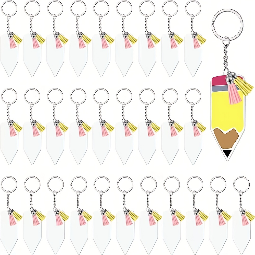 Pencil Shape Acrylic Blanks Set For Diy Keychain Making Kit - Temu