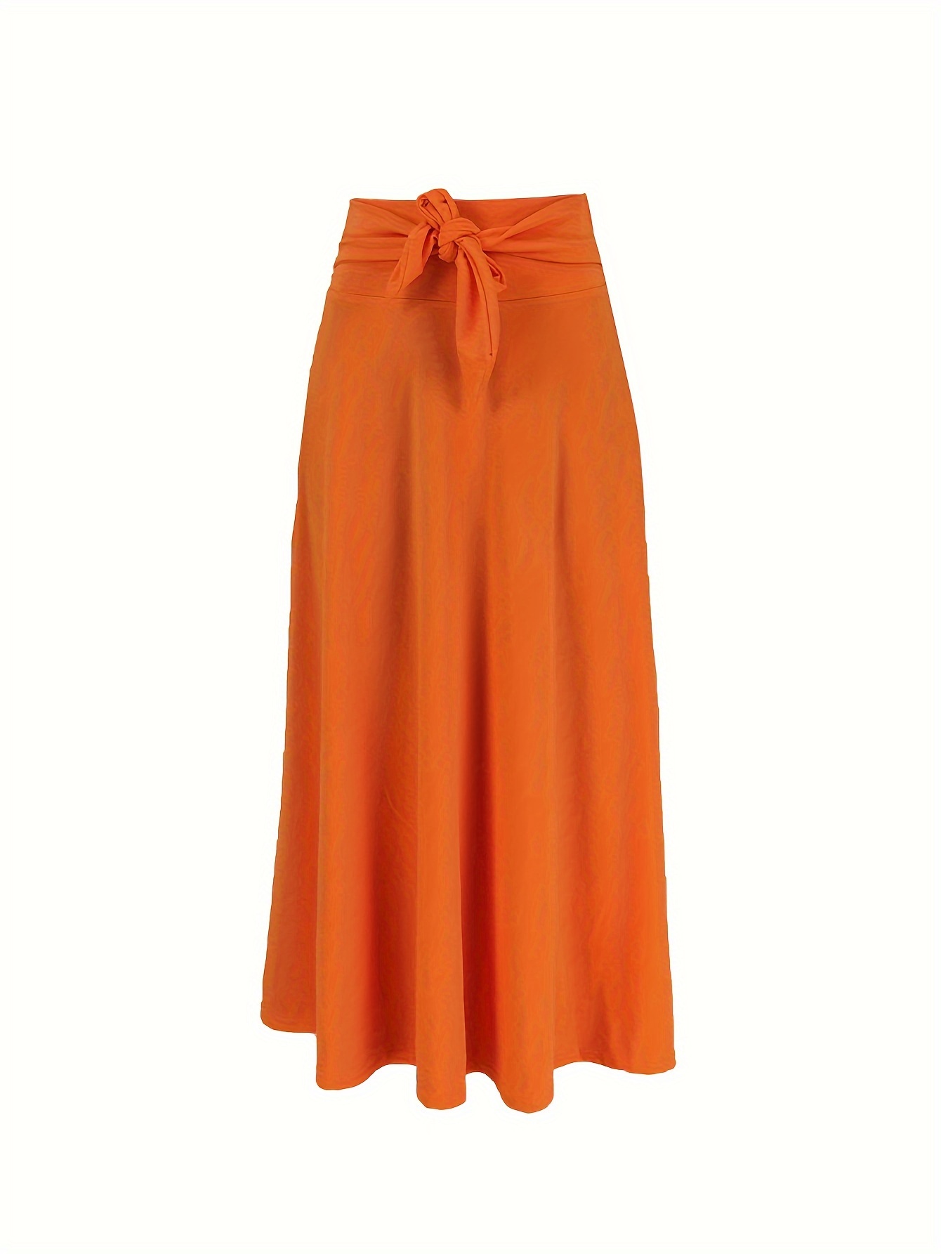 Solid Tie Waist Skirts Casual Ruched A Line Summer Maxi - Temu