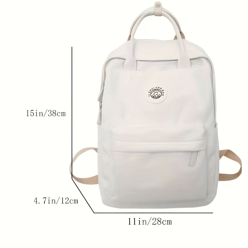 Solid Backpack Zipper School Bag Women's Preppy Rucksack