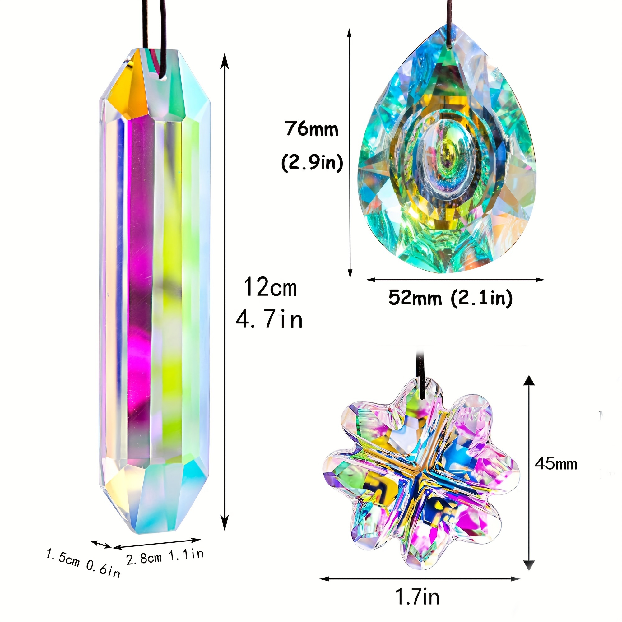 6 Pièces Attrape Soleil En Cristal Coloré Décoratif Suspendu