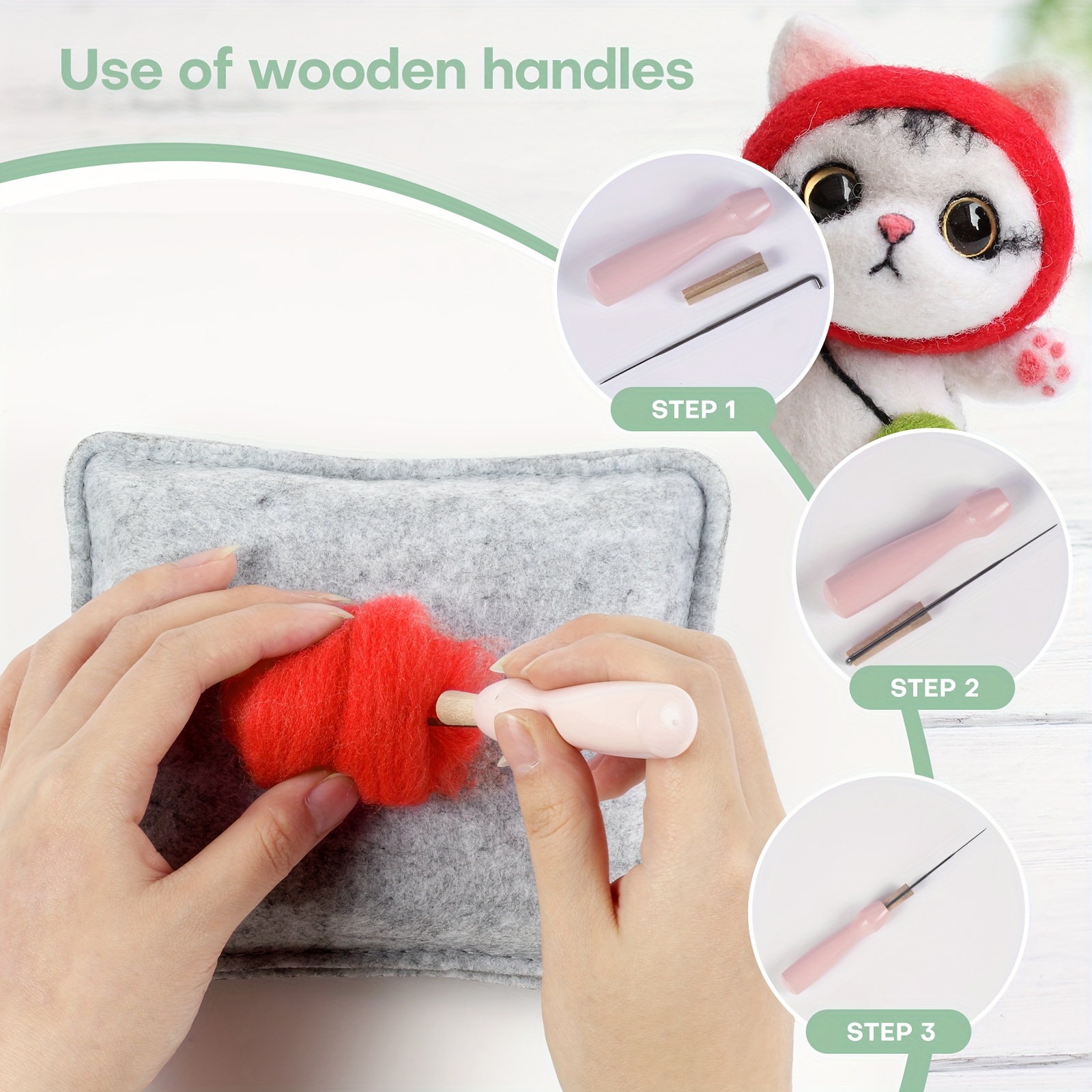 Wool Needle Felting Kit For Beginner Starers Needle Felting - Temu