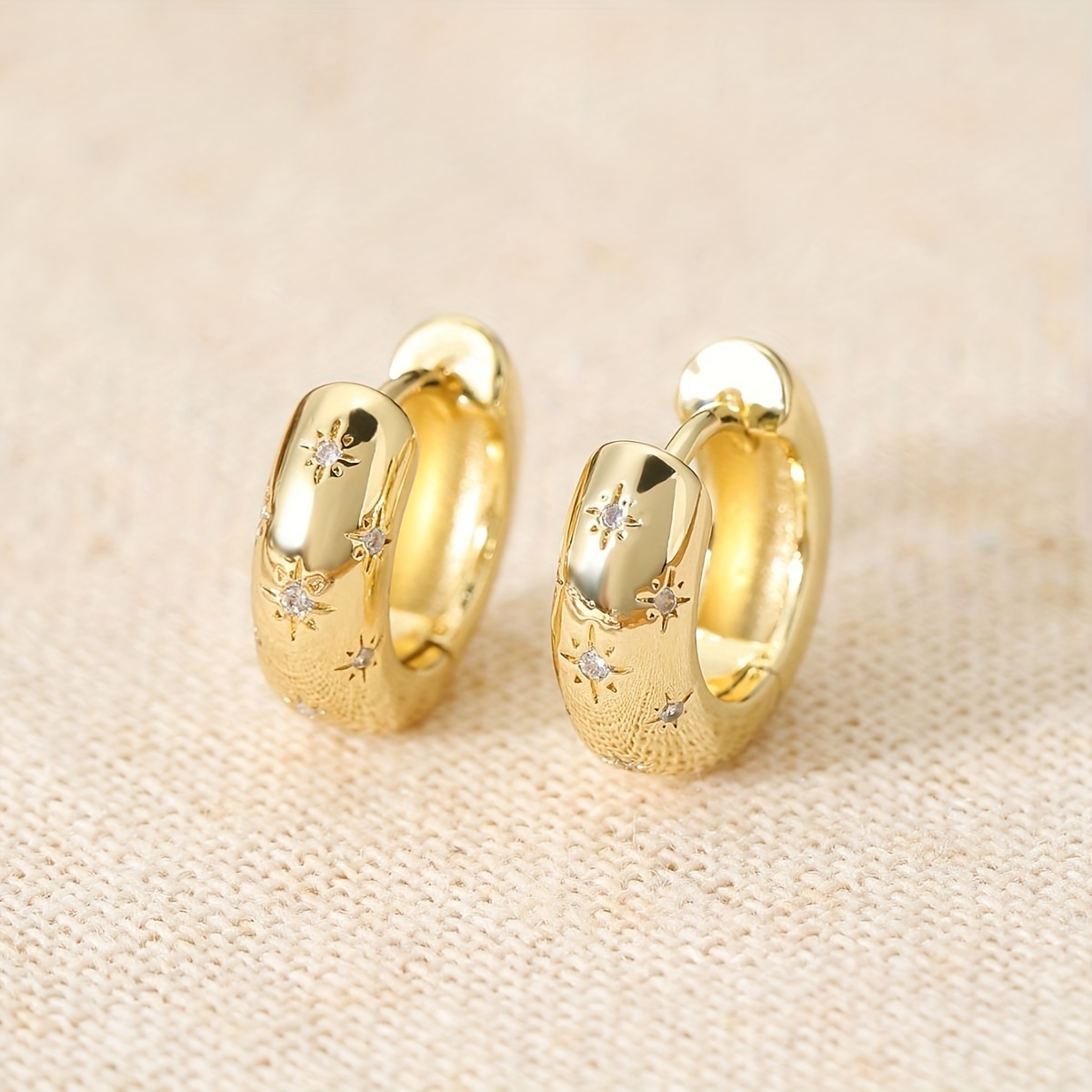 Little Details Gold Rhinestone Mini Hoop Earrings