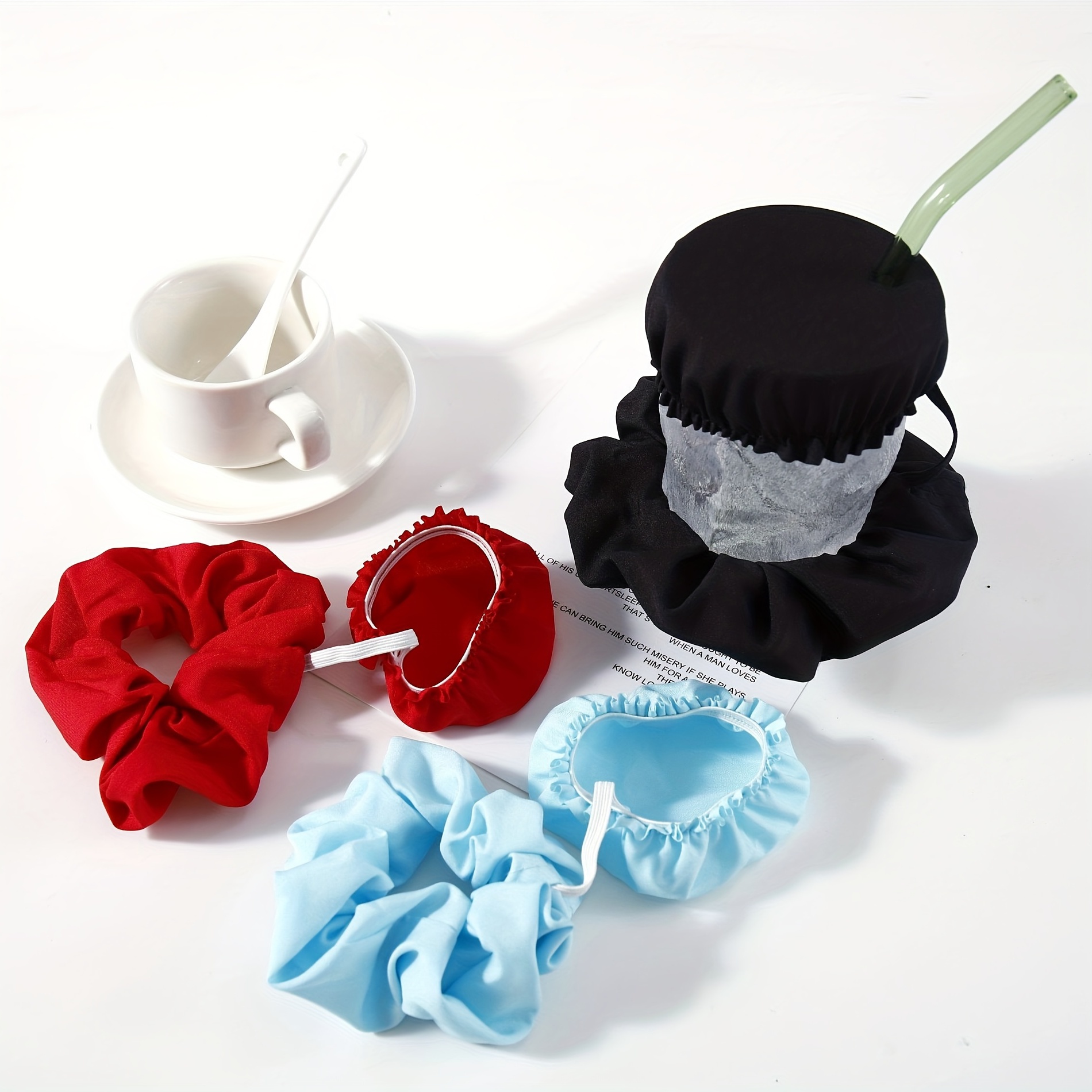 Reusable Drink Cover Scrunchie - Machine Washable - Fits Most Glasses