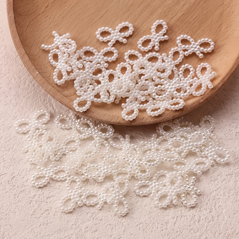 

50pcs Bows, Ivory White Hair Ring Decoration, Suitable For Diy Wedding Hair Accessories Daily Decoration, Diy Materials Hairpin Jewelry Diy Craft Supplies