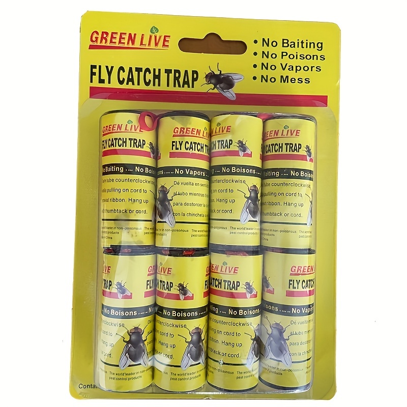 4 PCS Sticky Fly Ribbons, Fly Trap, Fly Catcher Ribbon, Fly Paper Ribbon,  Fly Paper Strips, Fly Paper Strips, Fly Catcher Trap 