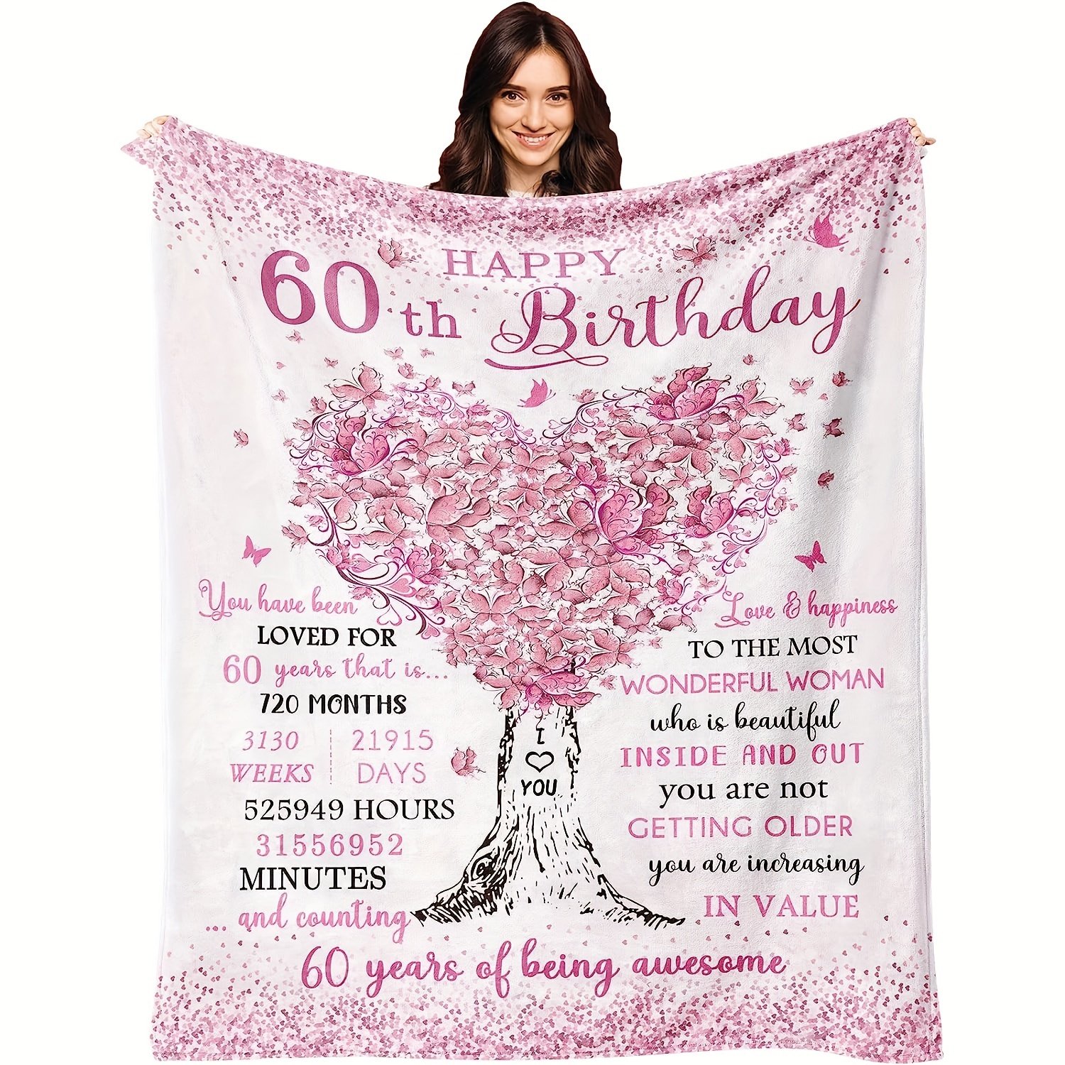 1pc Cadeaux D'anniversaire De 60 Ans Pour Les Femmes Couverture 60x50,  Cadeaux D'anniversaire