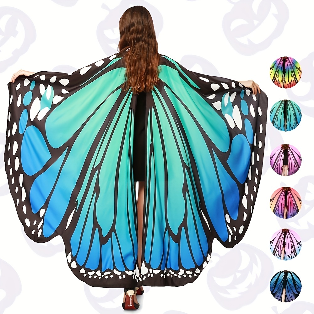 

Women Halloween Party Butterfly Wings Shawl For Adult Festival Costume Wear Dress Up Cape, Soft Fabric Butterfly Shawl Fairy Ladies Nymph Pixie Festival Rave Dress Up Costume Accessory