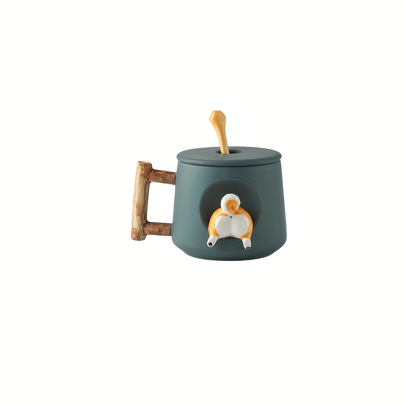350ml Kawaii Shiba Inu Mug Cute Cartoon Ceramics Mug With Lid and Spoo –  pocoro