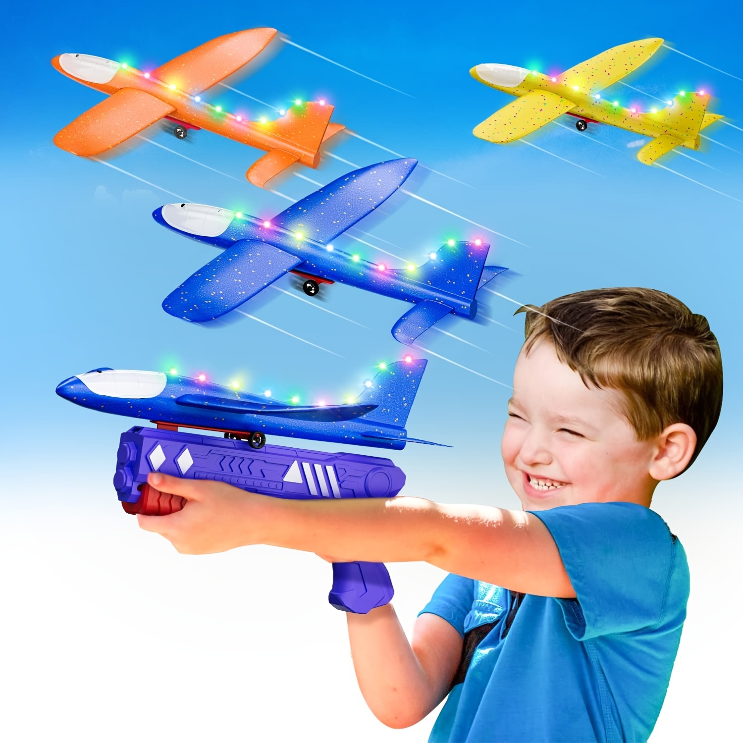 4-Pack Airplane Toys With Launcher, Kids Toys For 3-12 Years Old Boys And  Girls Birthday Gifts, 12.6 Inch 2 Flight Modes Toddler LED Foam Glider For O