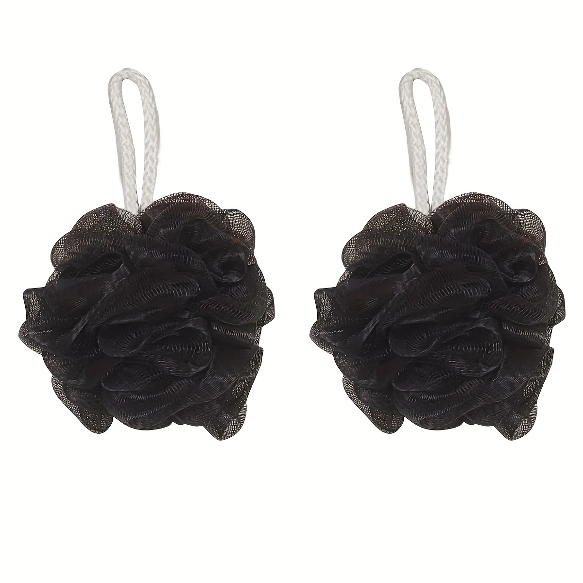 TEMU 1/2/5 τεμ. Μαύρο Μπανιέρα Σφουγγάρι Shower Puff Loofah Pouf Ball Mesh Loose Powder Puff, Loofah Shower Ball Body Washer Exfoliating Μπανιέρα