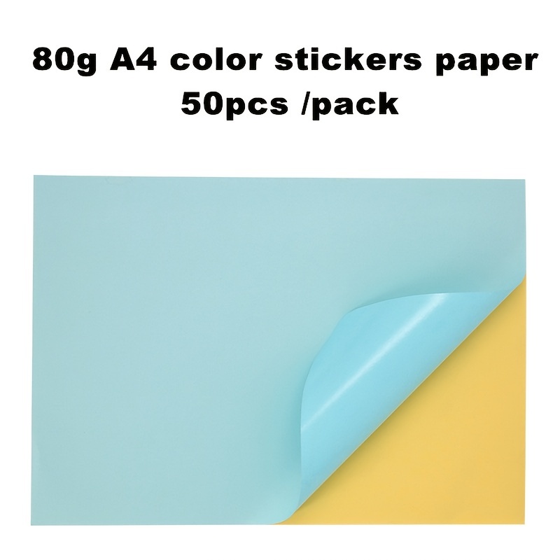 50 feuilles de papier autocollant couleur A4, imprimante à jet d
