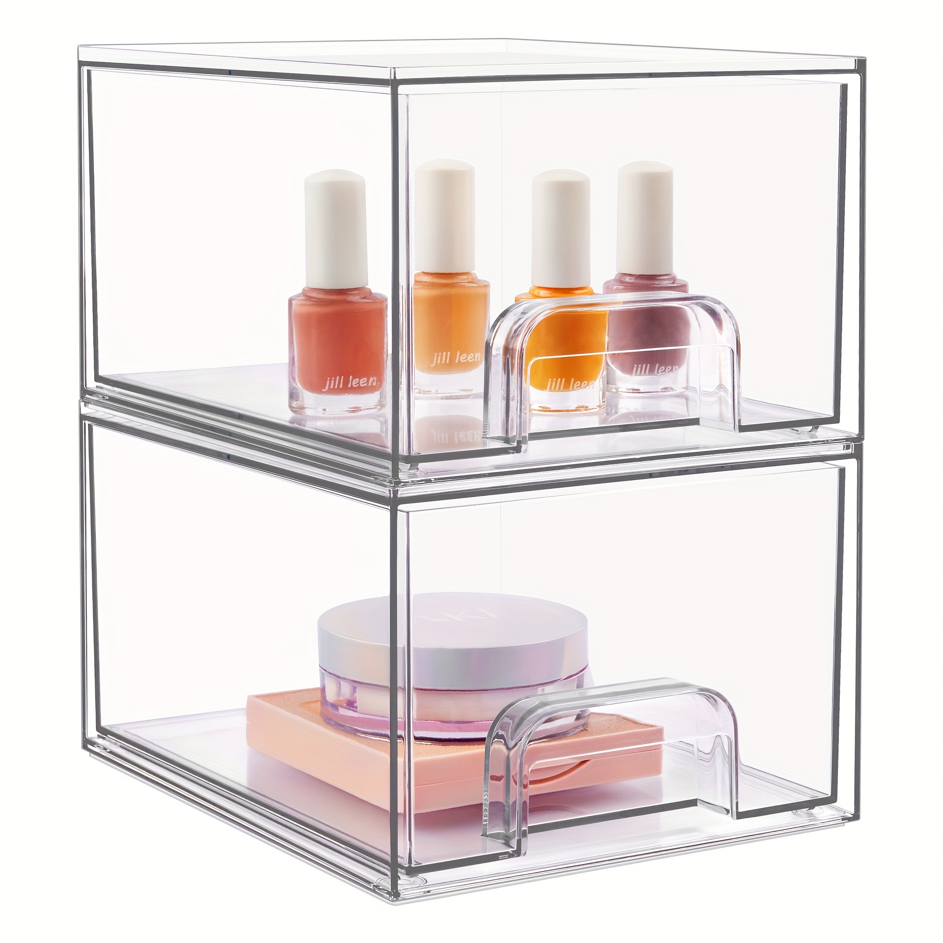 Stackable Makeup Organizer Storage Drawers, Tall Acrylic Bathroom Organizers,  Clear Plastic Storage Bins For Vanity, Undersink, Kitchen Cabinets, Pantry  Organization And Storage - Temu