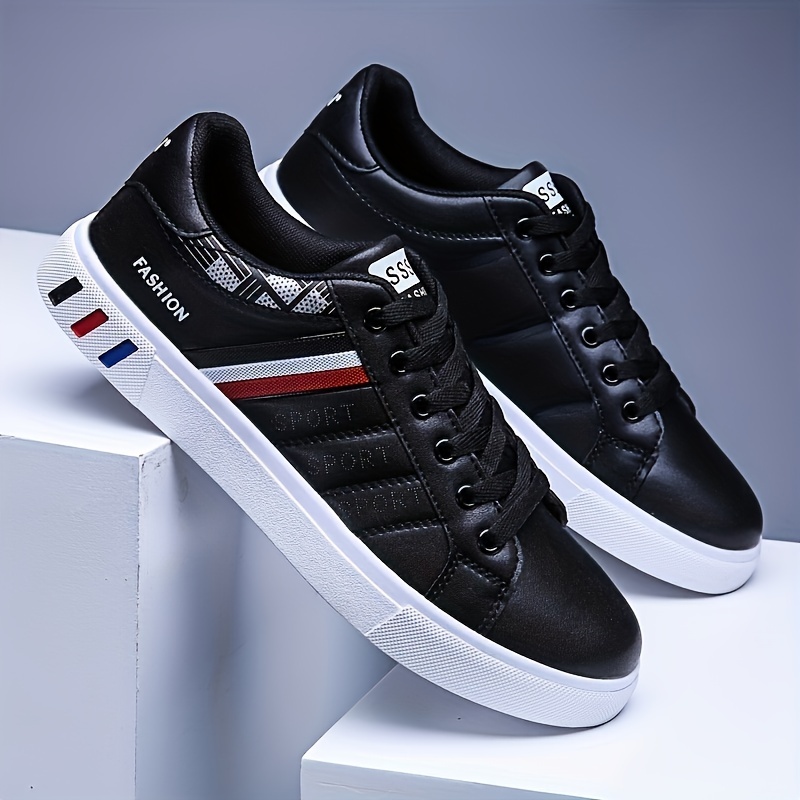 Mens Lace Sneakers Striped Detail Design Skate Shoes Good Grip