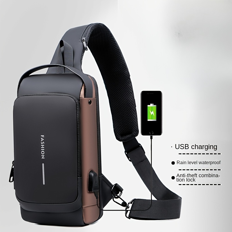 Sac messager pour hommes avec sac de coffre de chargement USB