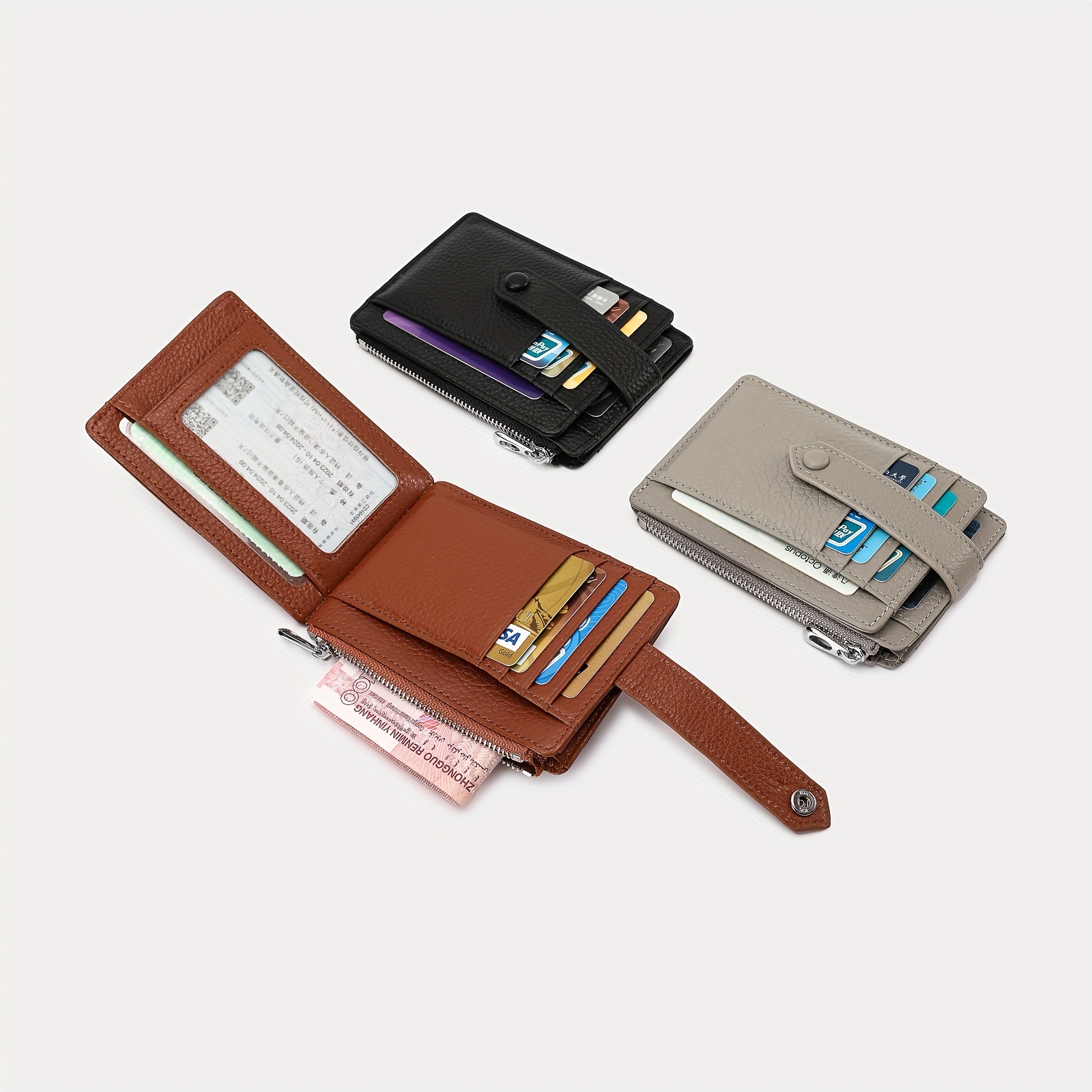 Genuine Leather Credit Card Holder T Letter Portable Cowhide Women