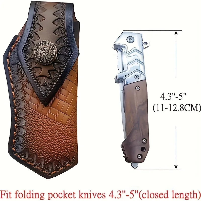 Horizontally Carry Leather Pocket Knife For Belt, Folding Knife Pouch, Small Leather Knife Case, Edc Belt Knife Holster Brown, Gift For Man - Temu