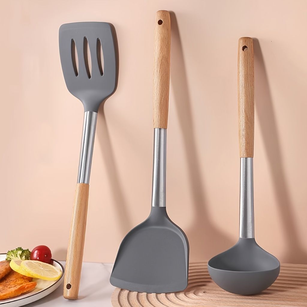 8pcs Green Natural Beech Wooden Silicone Kitchen Utensils Set Silicone Utensil  Cooking Set Buy Set Of Silicone Kitchen Utensils 12-inch Green,Funny Kitchen  Set Product On | Silicone And Beechwood Kitchen Utensil Set,great