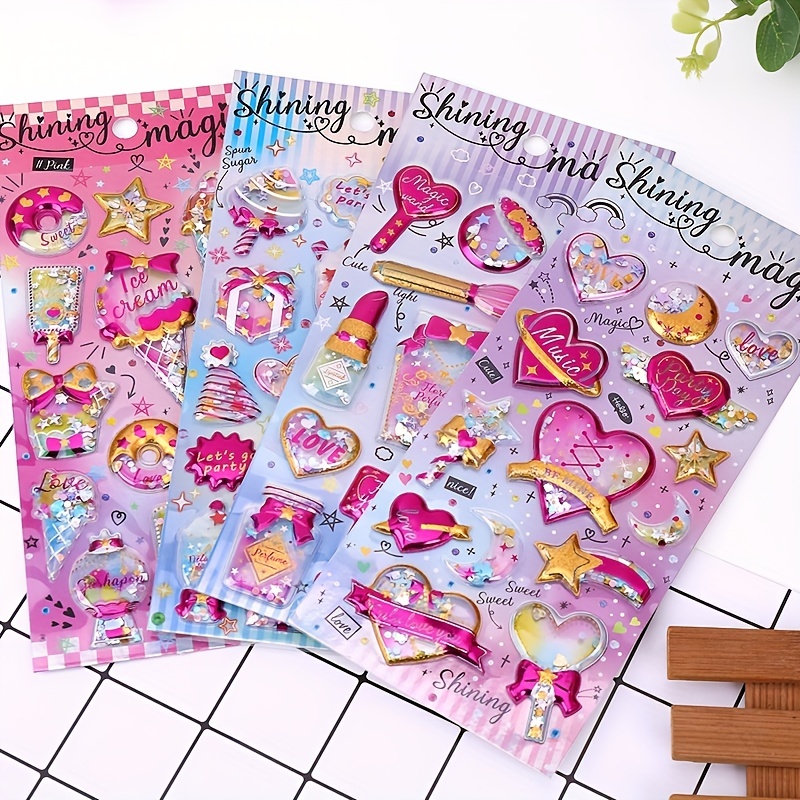 GENEMA Shiny Stickers for Notebook Delicate Supplies for Girls Kids Rewards  