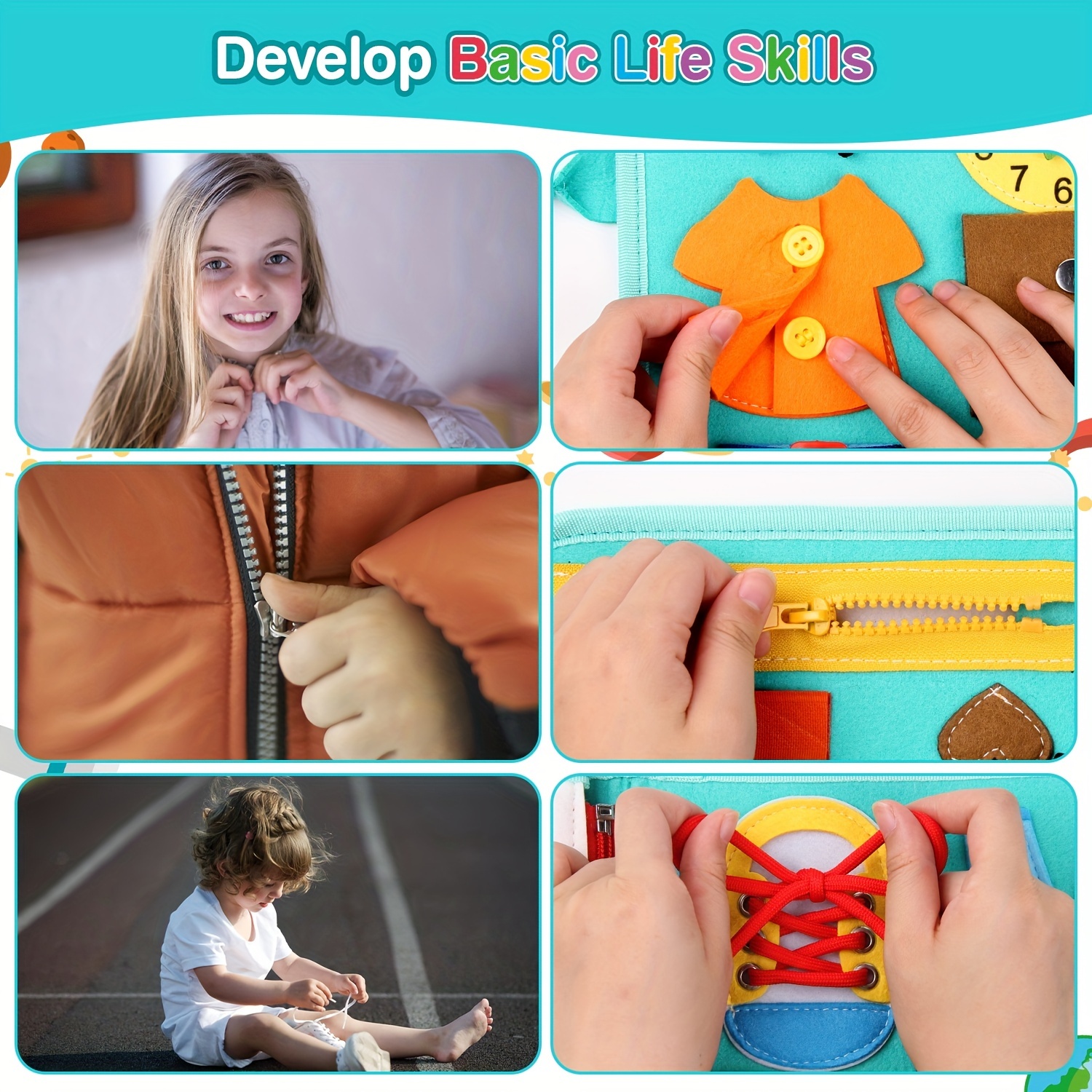 Tabla de actividades para niños pequeños, juguetes Montessori, libro  ocupado para niños de 1, 2, 3, 4 años, actividades de aprendizaje  preescolar con