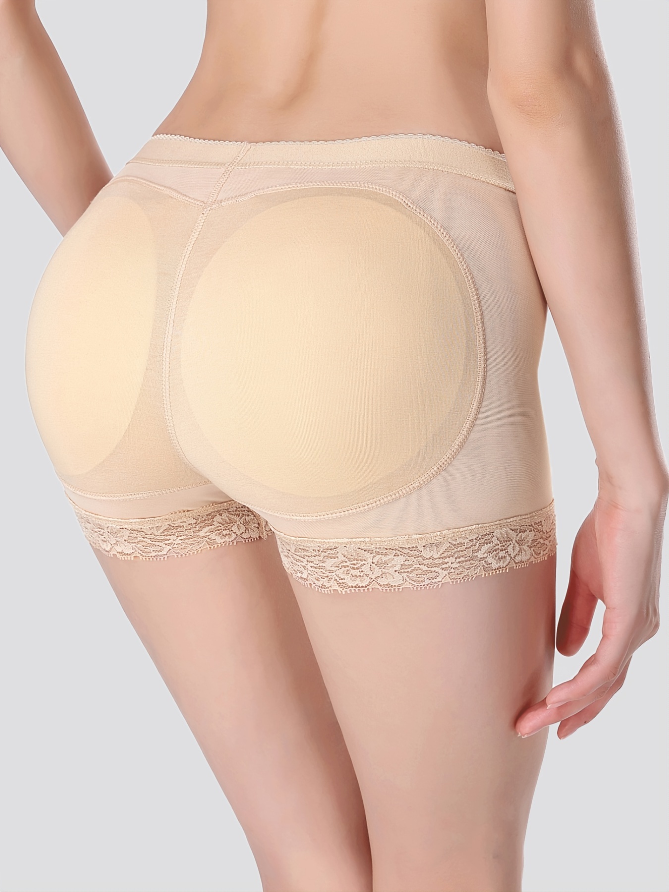 Comfortable & Soft Panties With Padded Buttocks, High Waist Lace Mesh  Seamless Shorts Control Panties, High Coverage Women's Underwear & Lingerie