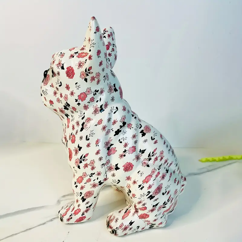 Resin Dog Statue Desk Ornament With Tray Shelf