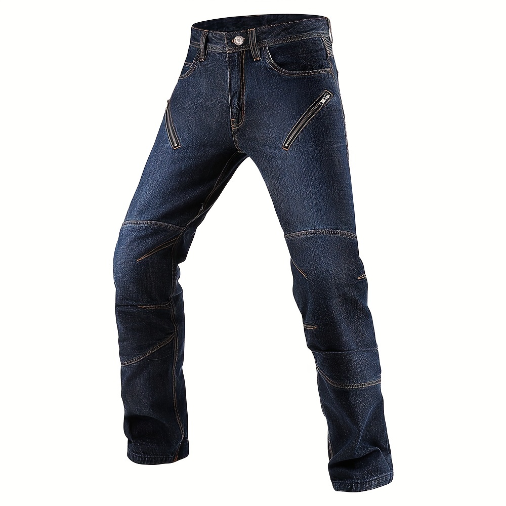 Men's Moto Biker Slim fit Cargo Jeans Skinny Stretch Multi-Pockets Denim  Pencil Pants