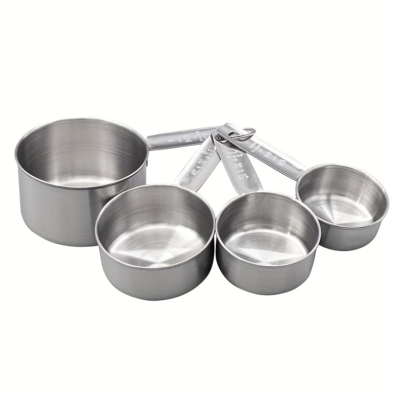 4pcs/set Silver Stainless Steel Measuring Spoon & Cup Set With