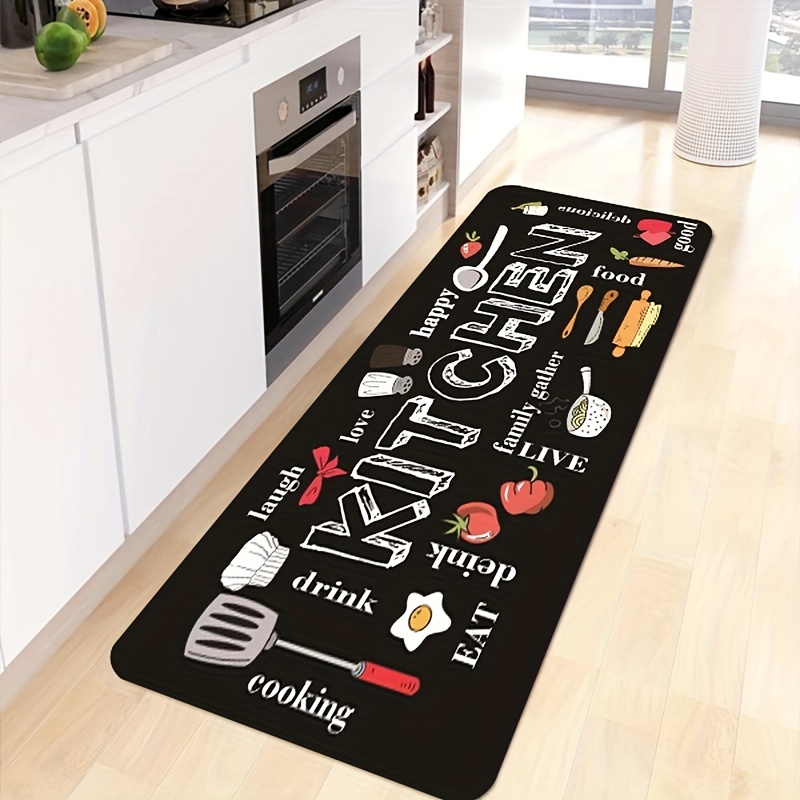 Kitchen Floor Mat Kitchenware And Food Pattern Rug Modern Kitchen Rug
