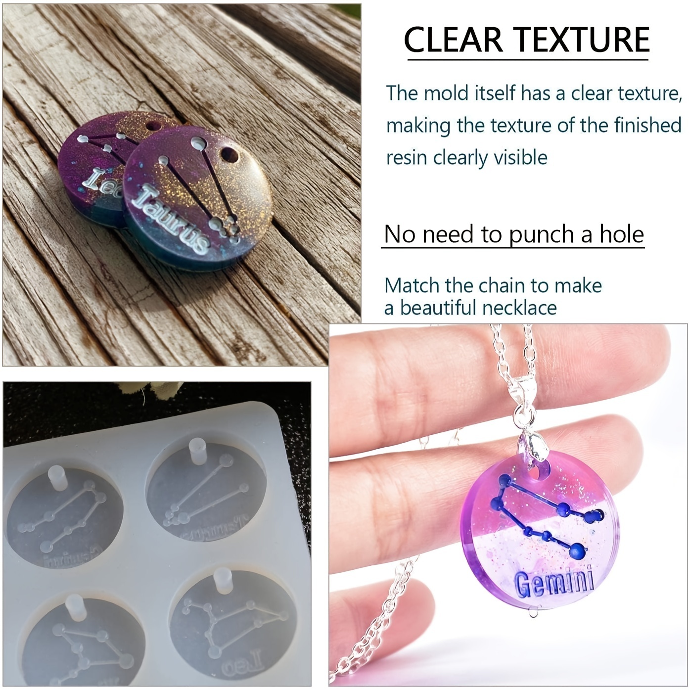 12 Constellation Pendant With Hole Diy Silicone Mold - Temu