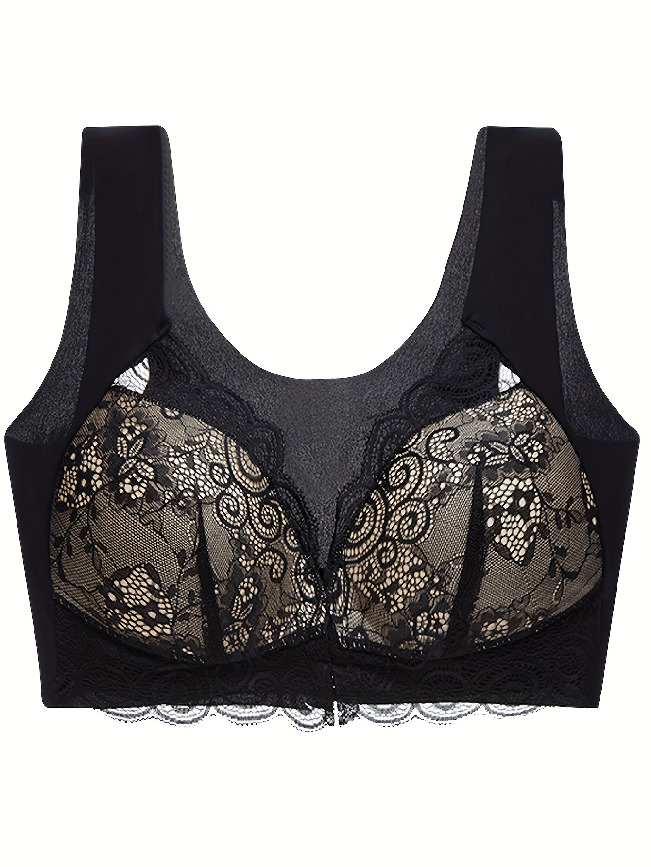 Women's Front Closure Sexy Lace Push Up Bra - Temu France