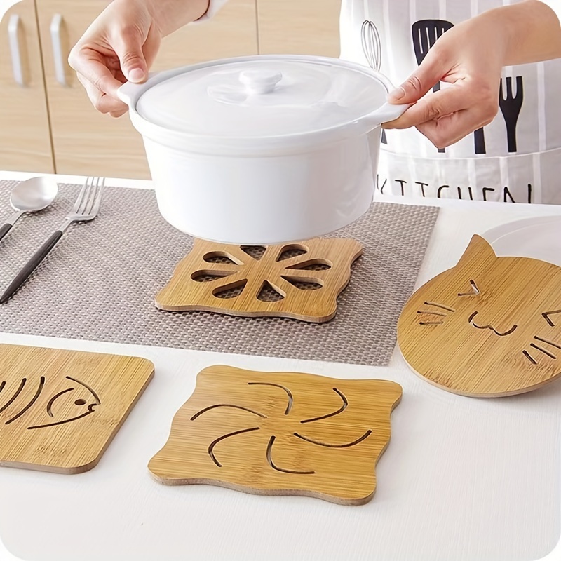New Cute Shape Wooden Anti-slip Table Mat Heat Pad Insulated Hot Pot Mat  Kitchen Placemats Insulation Mats