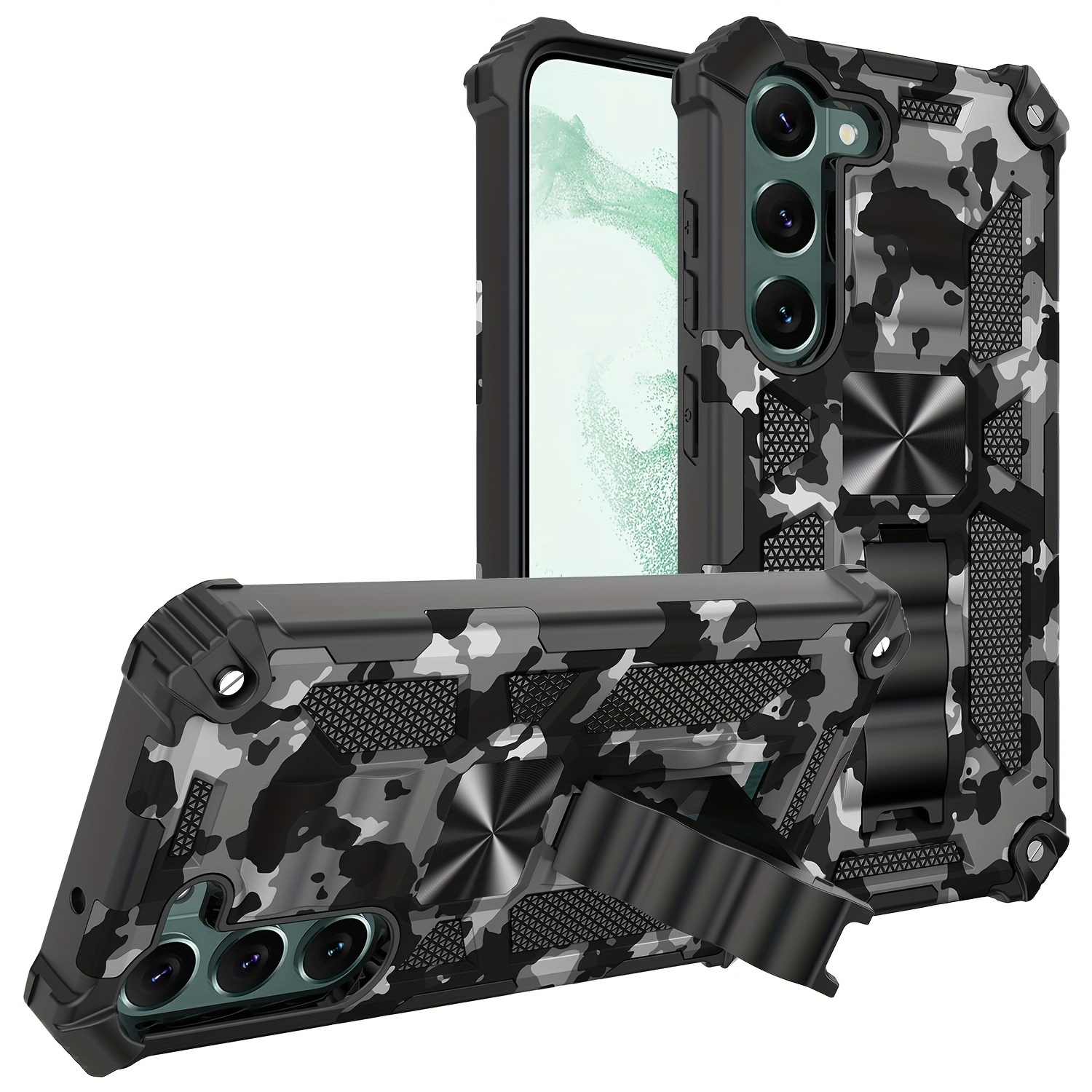 Funda para Galaxy S23 Ultra, S23 Ultra 5G, TPU de grado militar + PC  [soporte integrado] Funda de diseño de doble capa, funda magnética de  protección