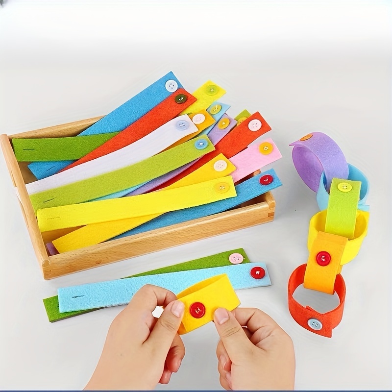 

10pcs Color Random Non-woven Button Bracelet Buckle Toys Learn To Take Care Of Yourself Montessori Kindergarten Teaching Toys