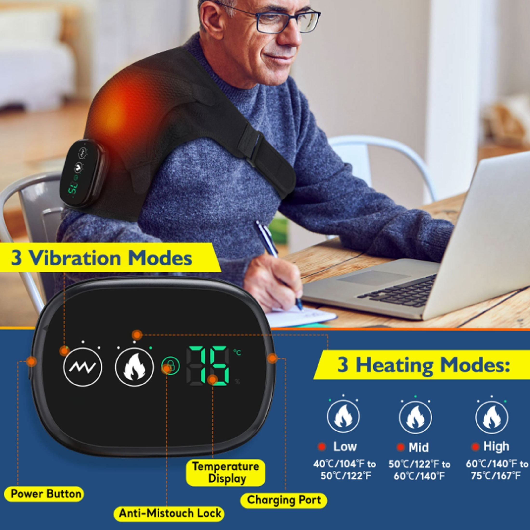 Adjustable Electric Heating Shoulder Massager For Men And - Temu