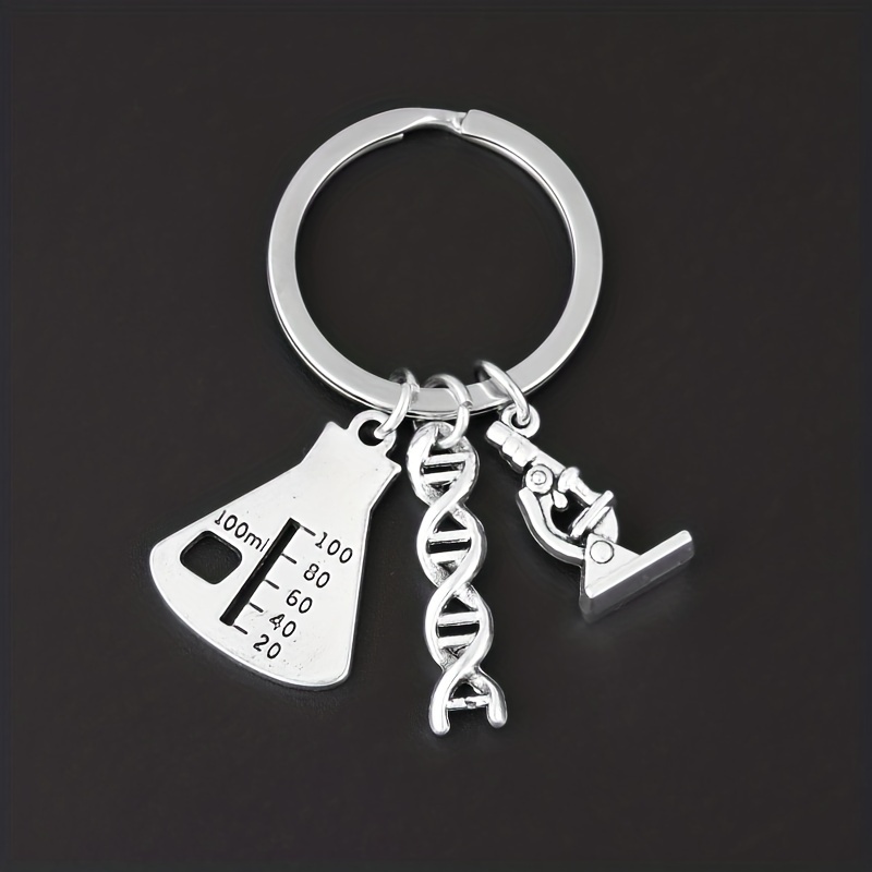 Measuring Cup Microscope Chemical Molecule Alloy Keychain