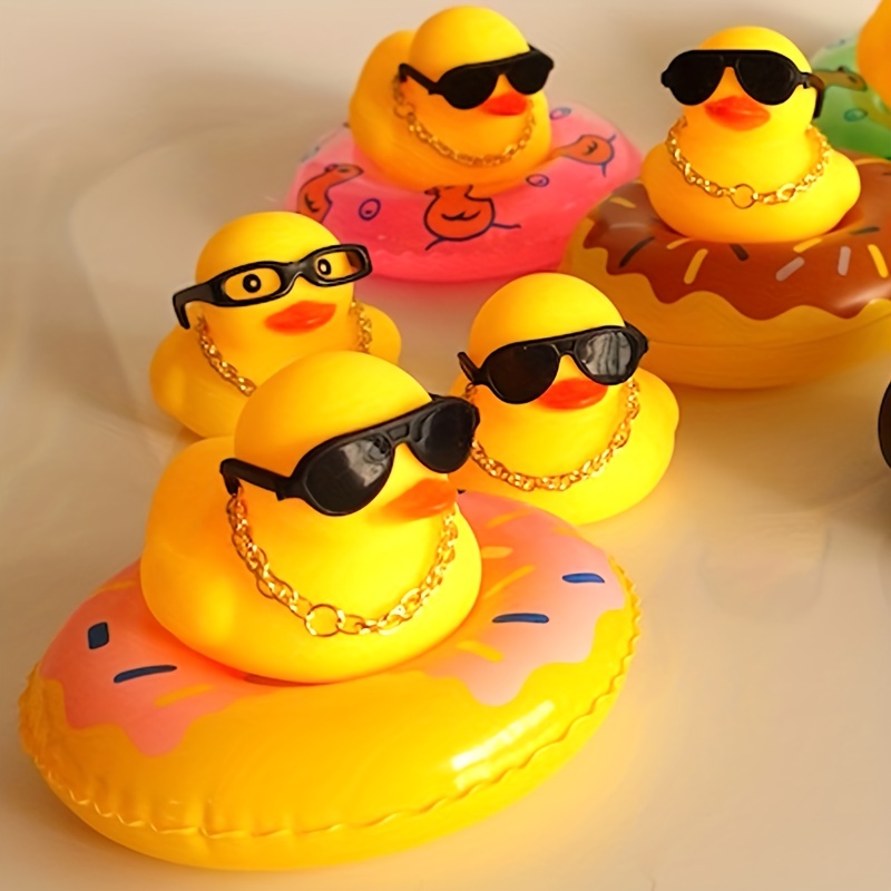 4pcs Süße Kleine Gelbe Ente Mit Squeeze Sound Car Ornament Soft Rubber  Floss, Schnelle Und Sichere Online-kasse