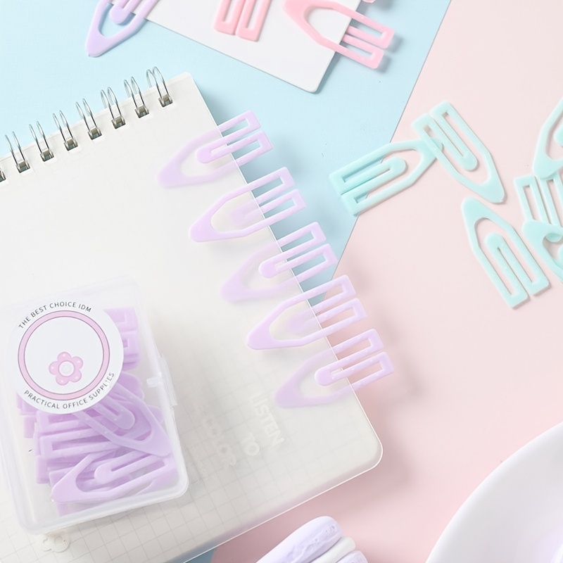 20pcs Macaroon Colored Paper Clip Bookmark Set