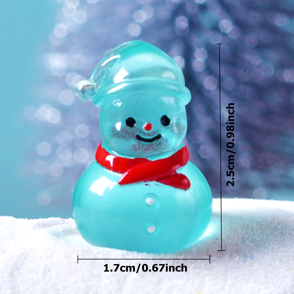 Mini Luminous Resin Christmas Snowman Ornament Glow In The - Temu