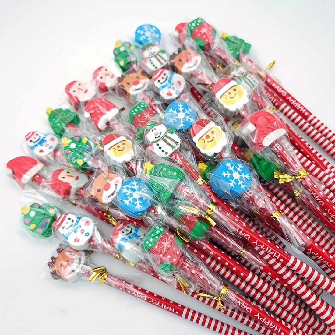 24pcs Christmas Pencil with Eraser Cartoon Stationary Pencils for Kids  Students Random Style