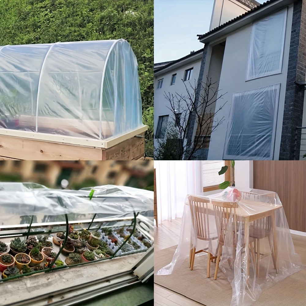 1pc clear greenhouse plastic film polyethylene sheeting cover greenhouse garden plant cover sheeting freeze frost protection uv resistant for gardening farming agriculture etc