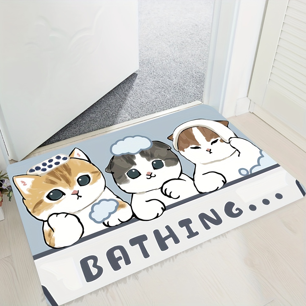 Cute Cat Entrance Doormat, Low-pile Dirt Resistant Floor Mat