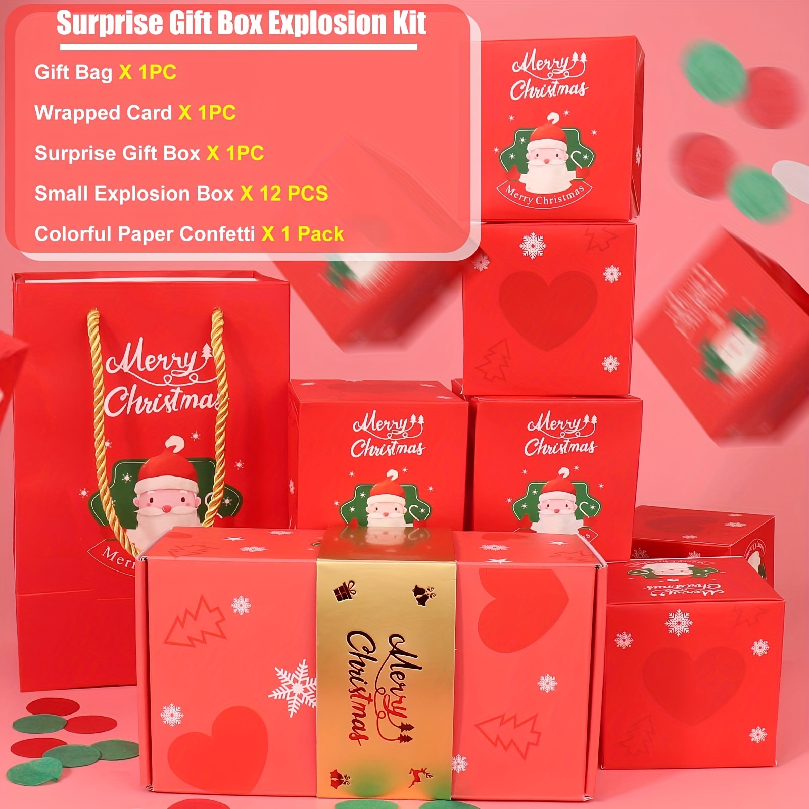 Surprise Gift Box Explosion for Money,Exploding Surprise Box Gift BoxUnique  Folding Bouncing Red Envelope Gift Box with 10 Bouncing Boxes,Cash