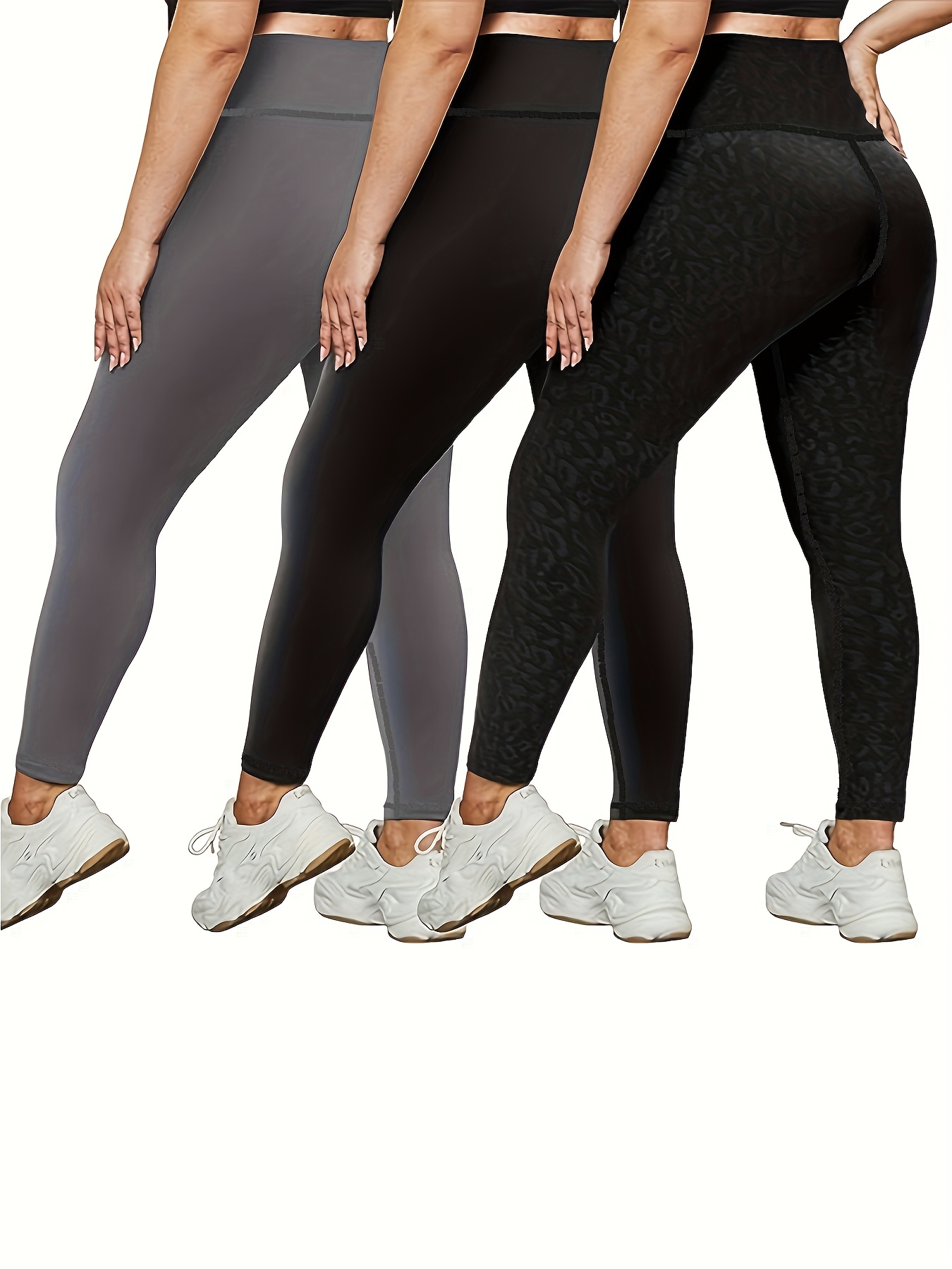 Plus Size Sports Leggings Women's Plus Camo High Rise Stretchy Skinny Running Pants -