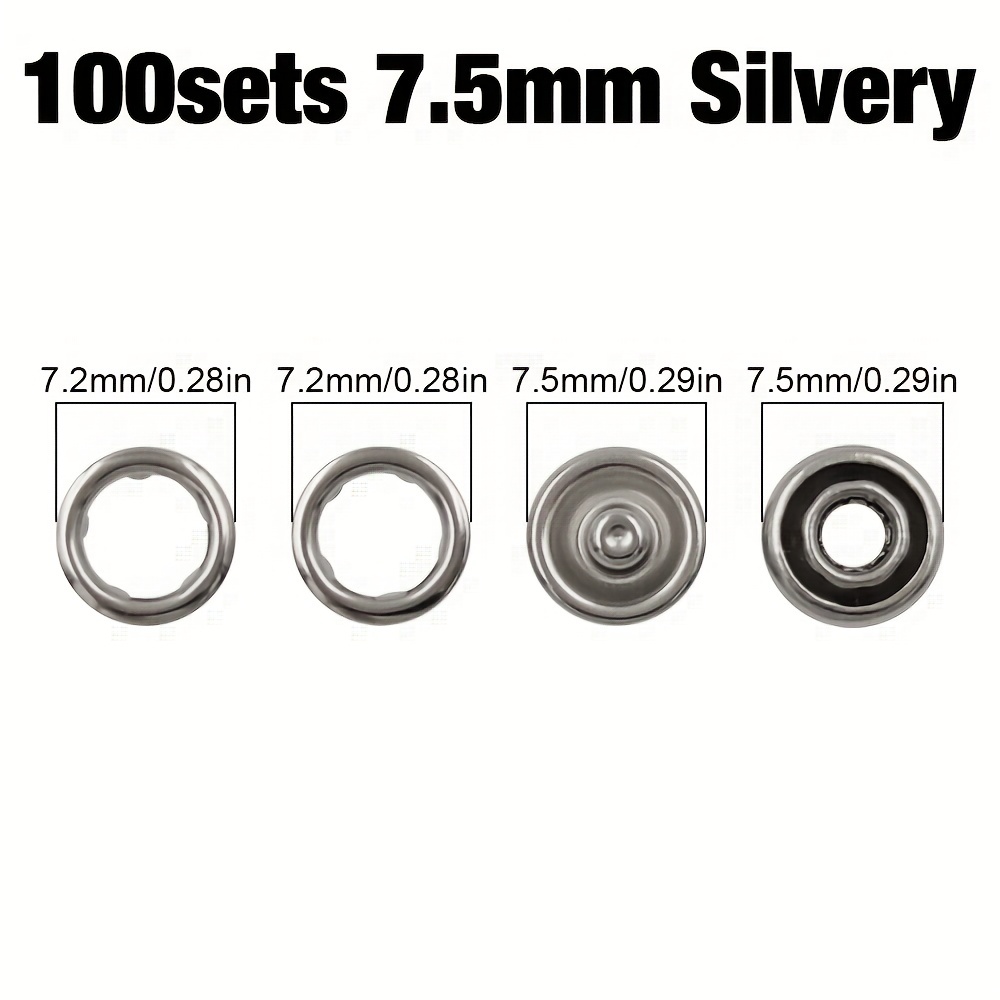 12.5 mm System 54 Round Metal Snap Buttons 720 Sets / Silver