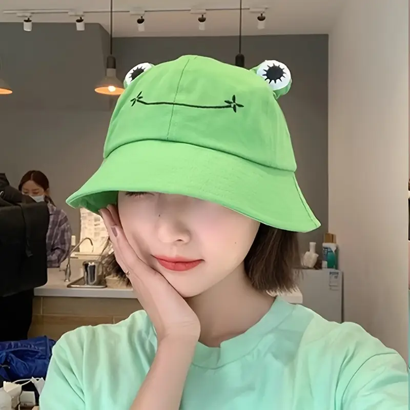 cute frog bucket hat women sunshade leisure decorative Temu