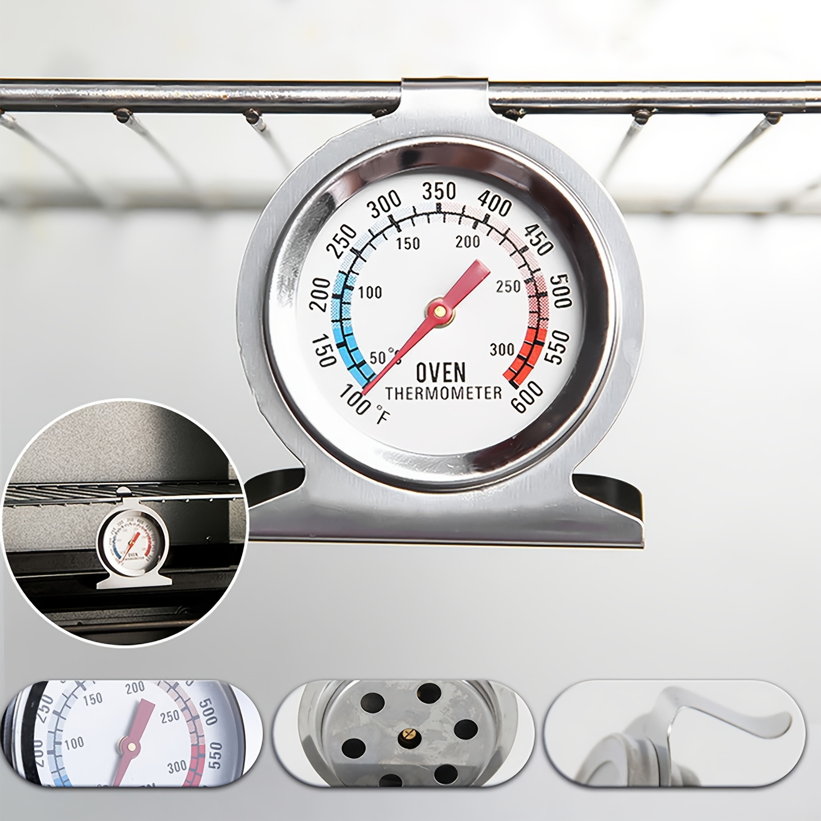 50-300 Degrees Celsius, 100-600 Degrees Fahrenheit Baking Thermometer, High- temperature Stainless Steel Oven Thermometer, Barbecue Oven Thermometer -  Temu