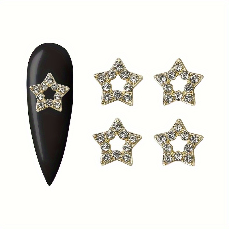 24 Pieces 3D Nail Charms Gold Luxury Black Rhinestones Nail Charms – The  Noir