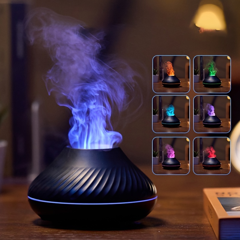 USB Air Humidifier Essential Oil Aroma Diffuser Colorful Flame Mist Home  Decor