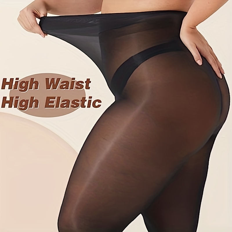 Plus Size Casual Pantyhose Women's Plus Plain Elastic High - Temu
