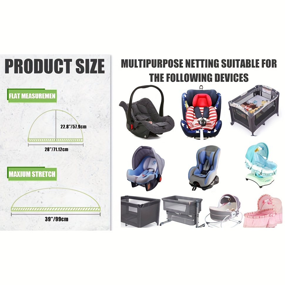 Universal Fit Machine Washable Mosquito Net for Baby Car Seats